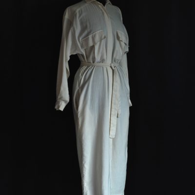 Hardy Amies vintage off white, belted shirt dress , made in London.