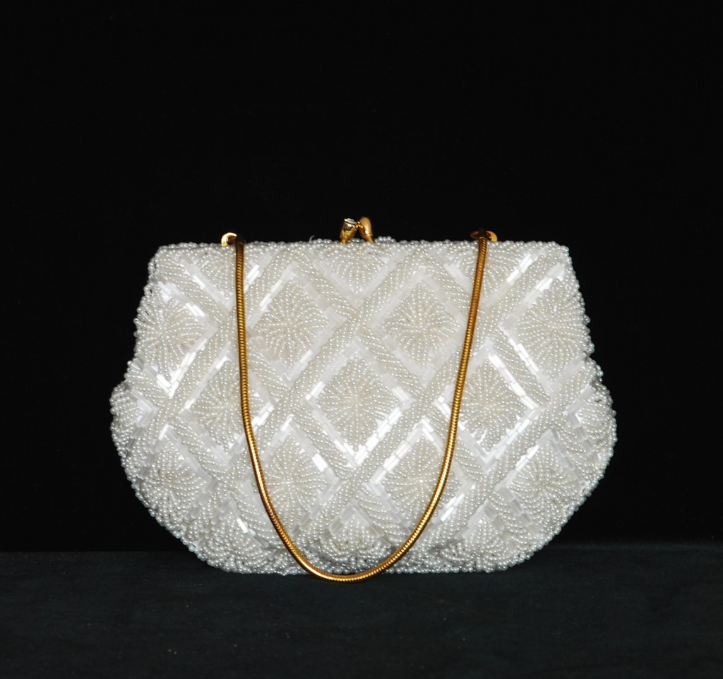 Goldco 1950’s White Beaded Evening Bag – Hong Kong | QUIET WEST