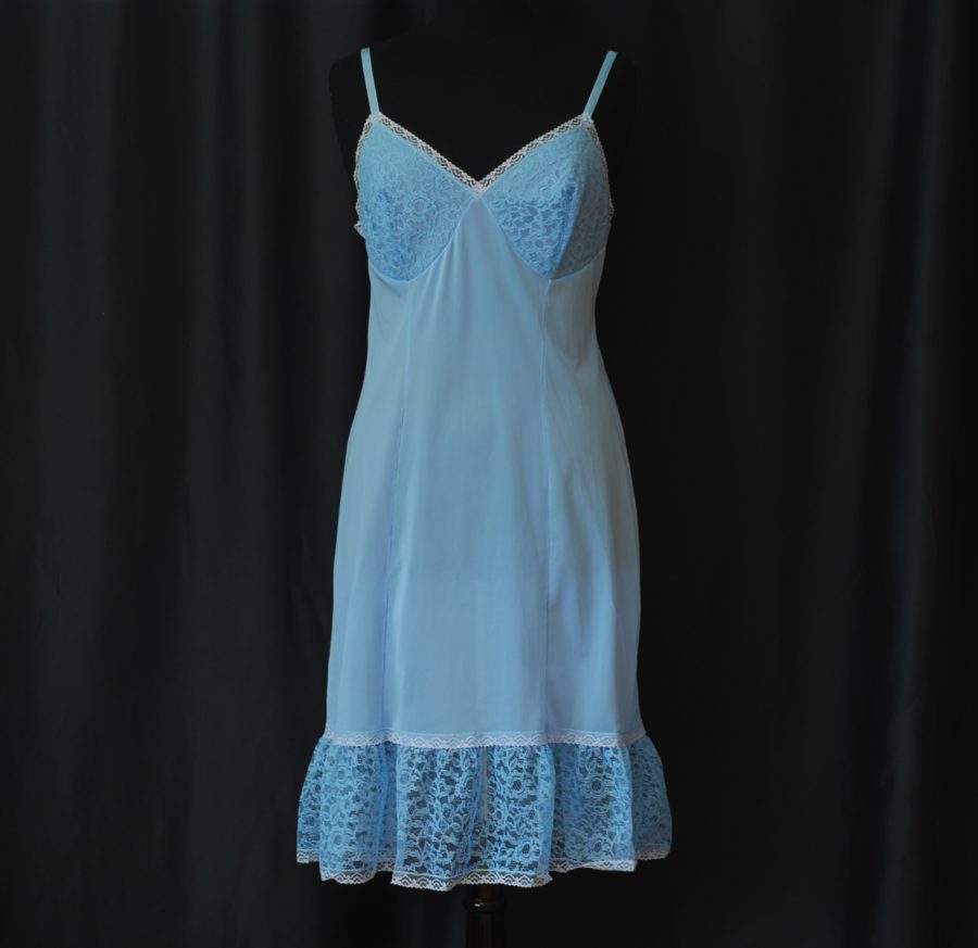 1960’s Blue Nylon Slip With Lace Flounce | QUIET WEST