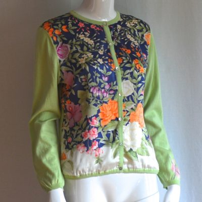Balla Valentina light summer cardigan with silk floral print, made in Italy