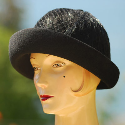 Lilly Dache 1960's Black Feather & Felt Hat