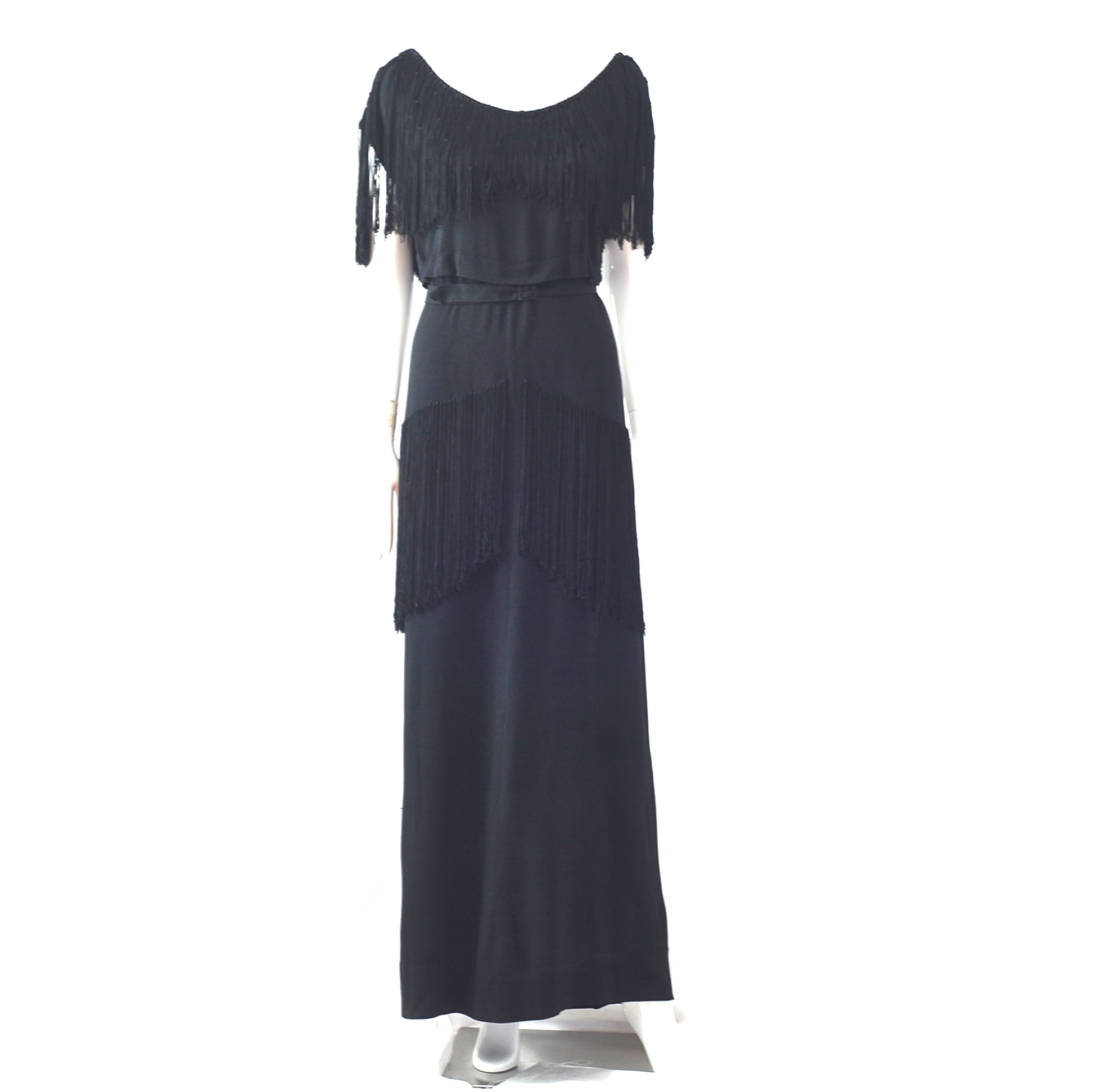 Theodora 1930’s Bias Cut Gown With Fringed Top & Layered Fringe On ...