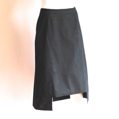 Anteprima black cotton skirt with cut out hem, made in italy