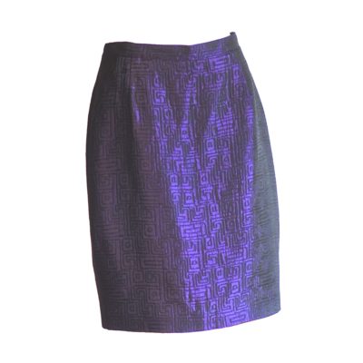 M Daquin Paris purple jacquard pencil skirt, made in France