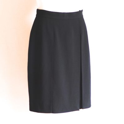 Giorgio Armani black wool skirt with side pleat, made in italy