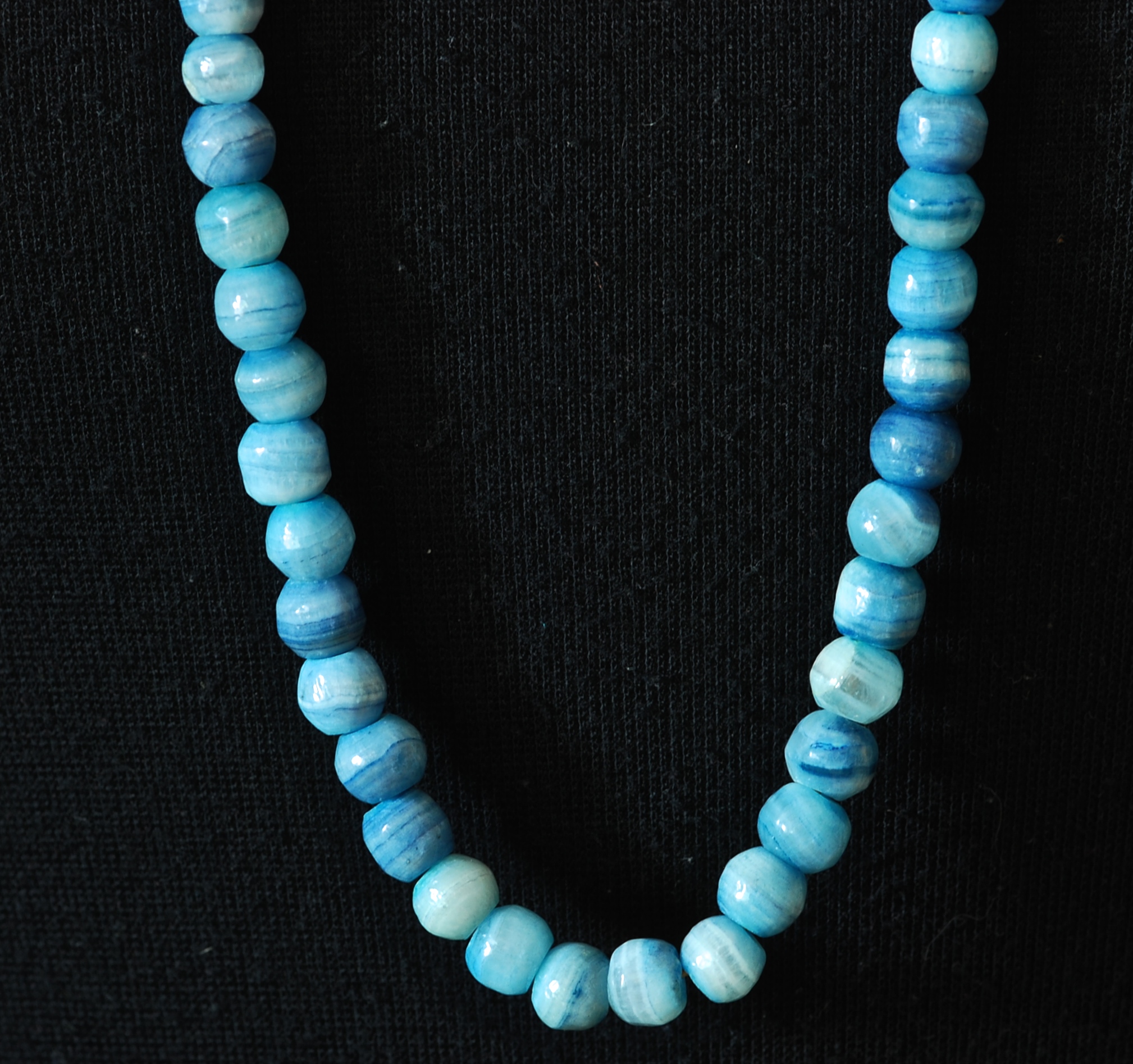 Blue Lace Agate Single Strand 34″ Long Necklace | QUIET WEST