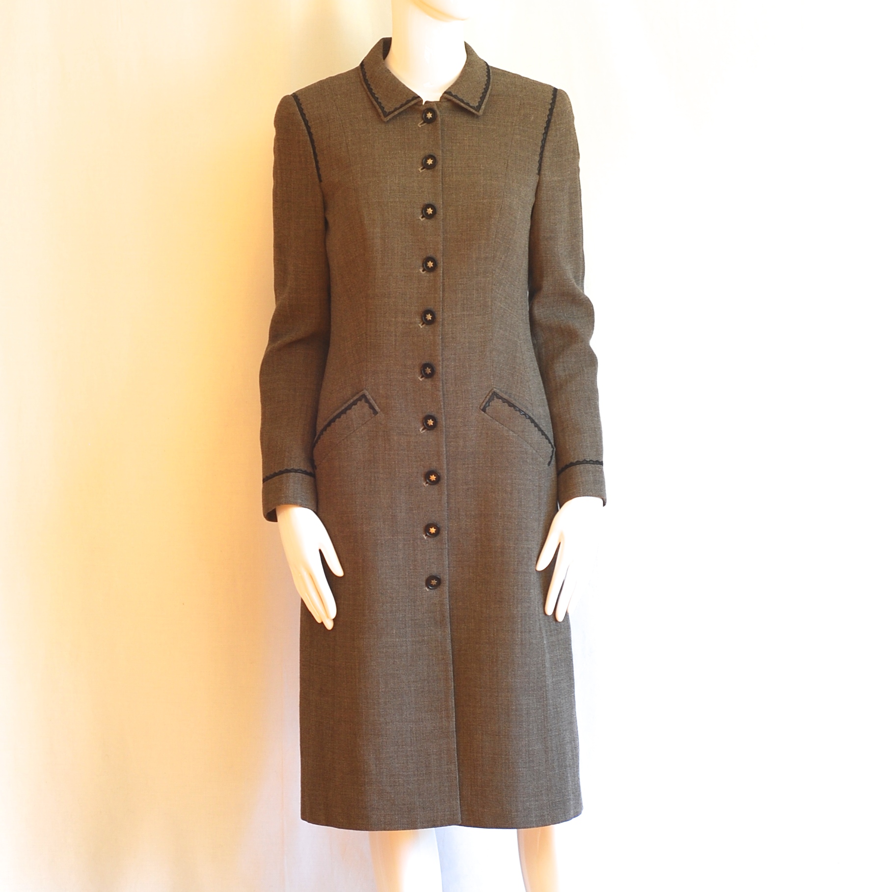 Rena Lange 1970’s Coat Dress With Trim & Signature Buttons – Germany ...