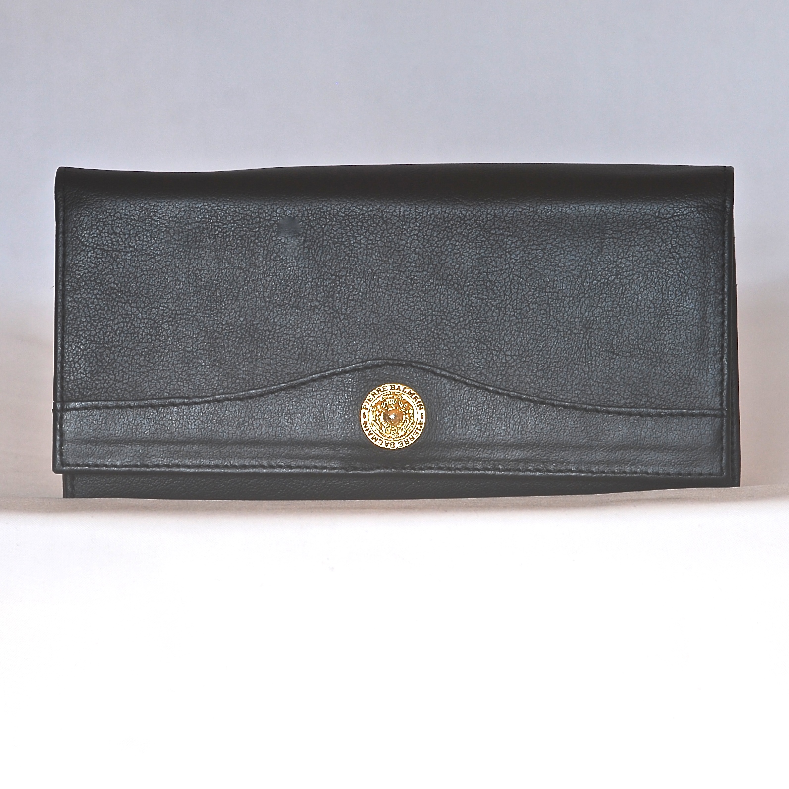 Pierre Balmain Black Leather Clutch Style Wallet With Gold Tone Accent ...