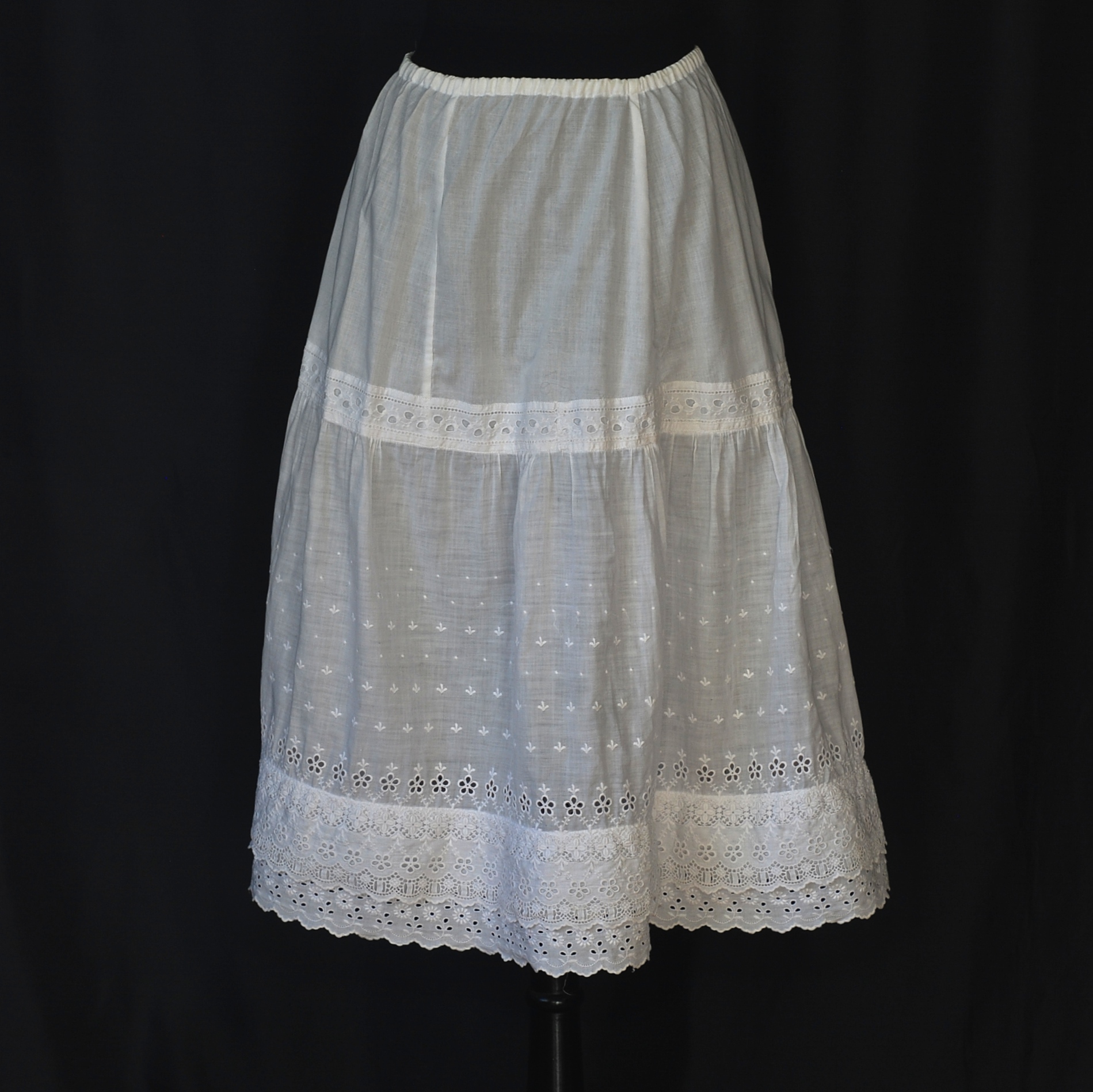Early 1900’s White Petticoat With Embroidered Accents & Ruffle | QUIET WEST