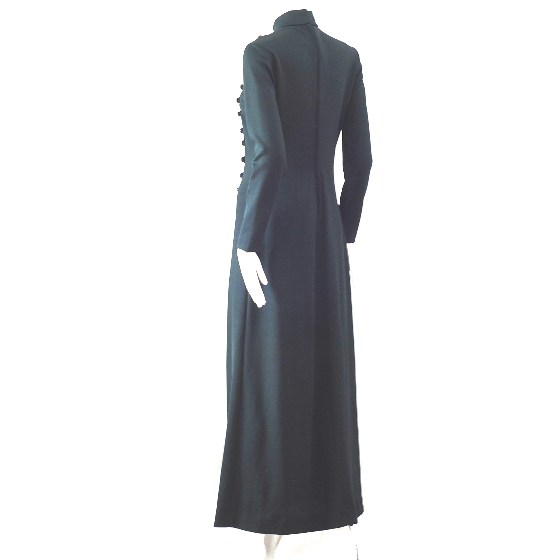 Jonathan Logan 1970’s Classy Black Maxi Dress With Button Accents ...