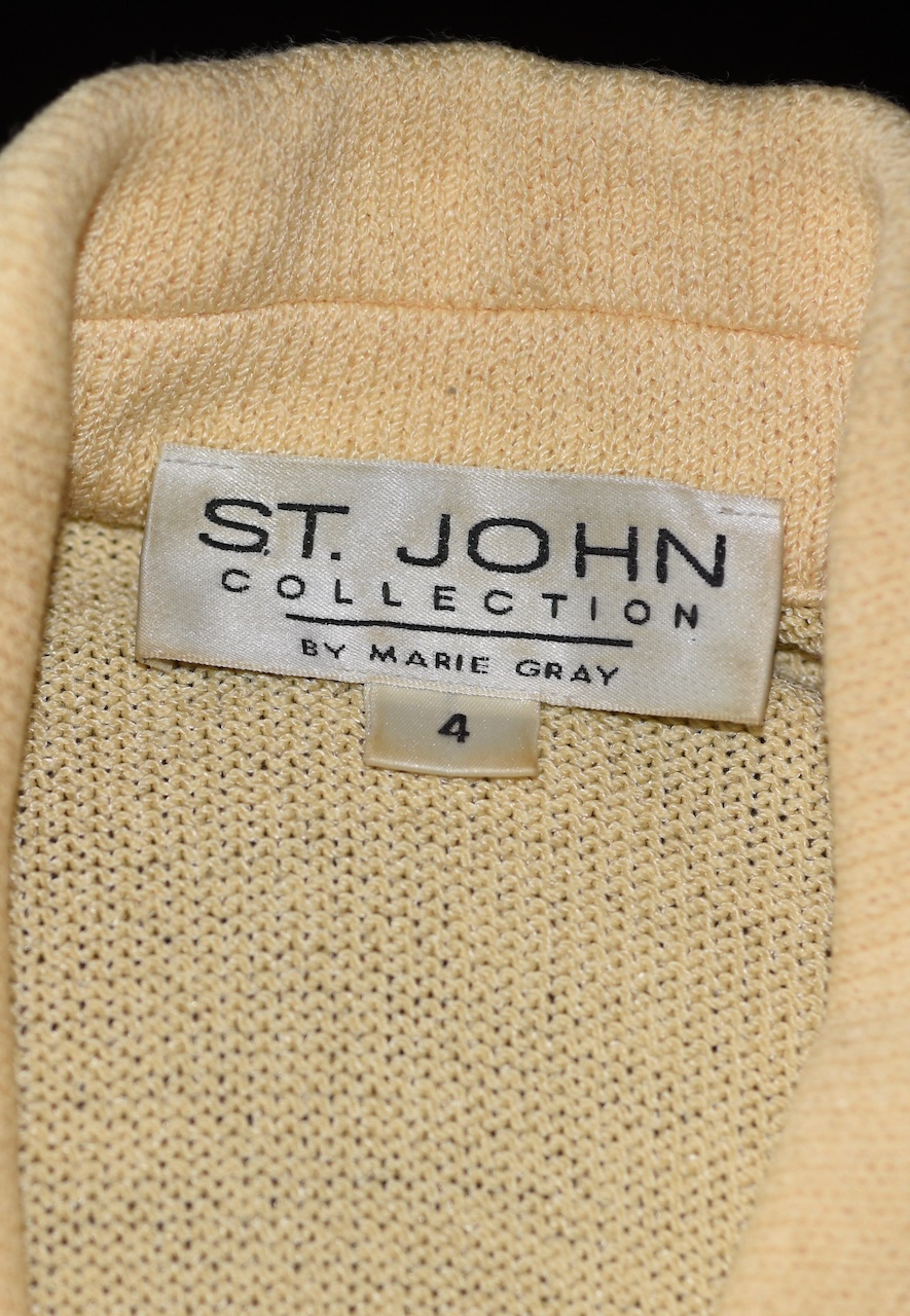 St. John Collection Light Yellow Front Button Wool Blend Cardigan - USA - Image 4