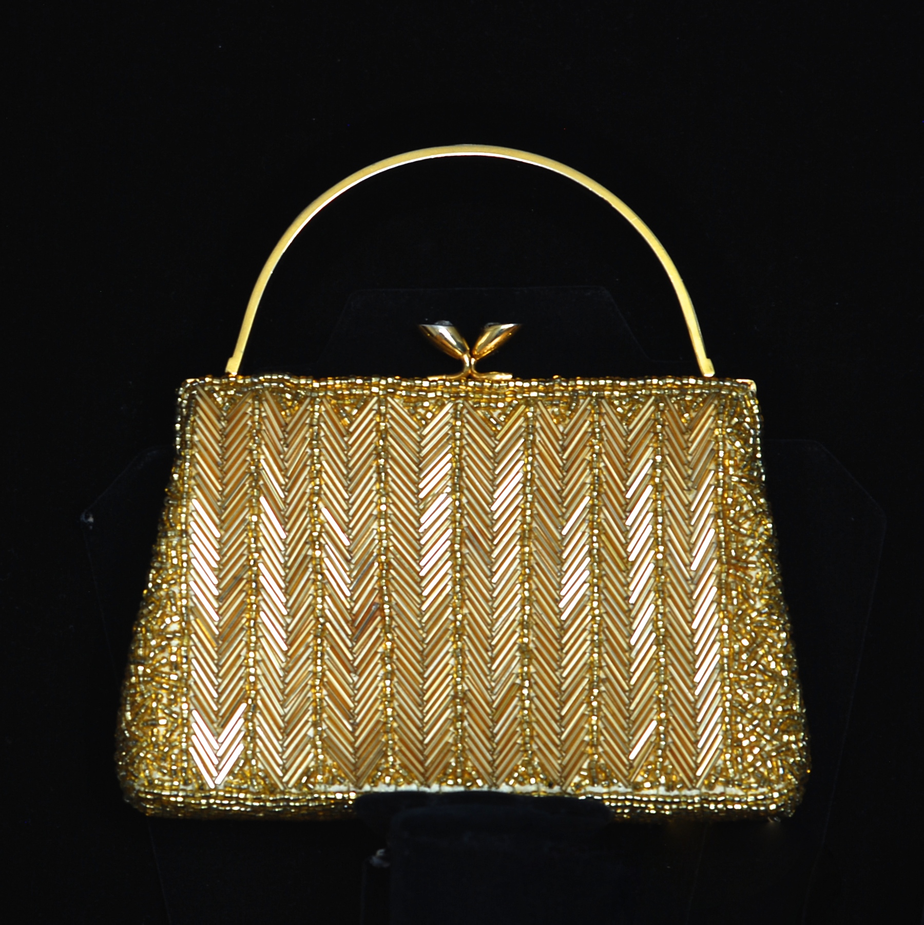 Le Soir 1950’s Gold Tone Hand Beaded Evening Bag With A Fancy ...