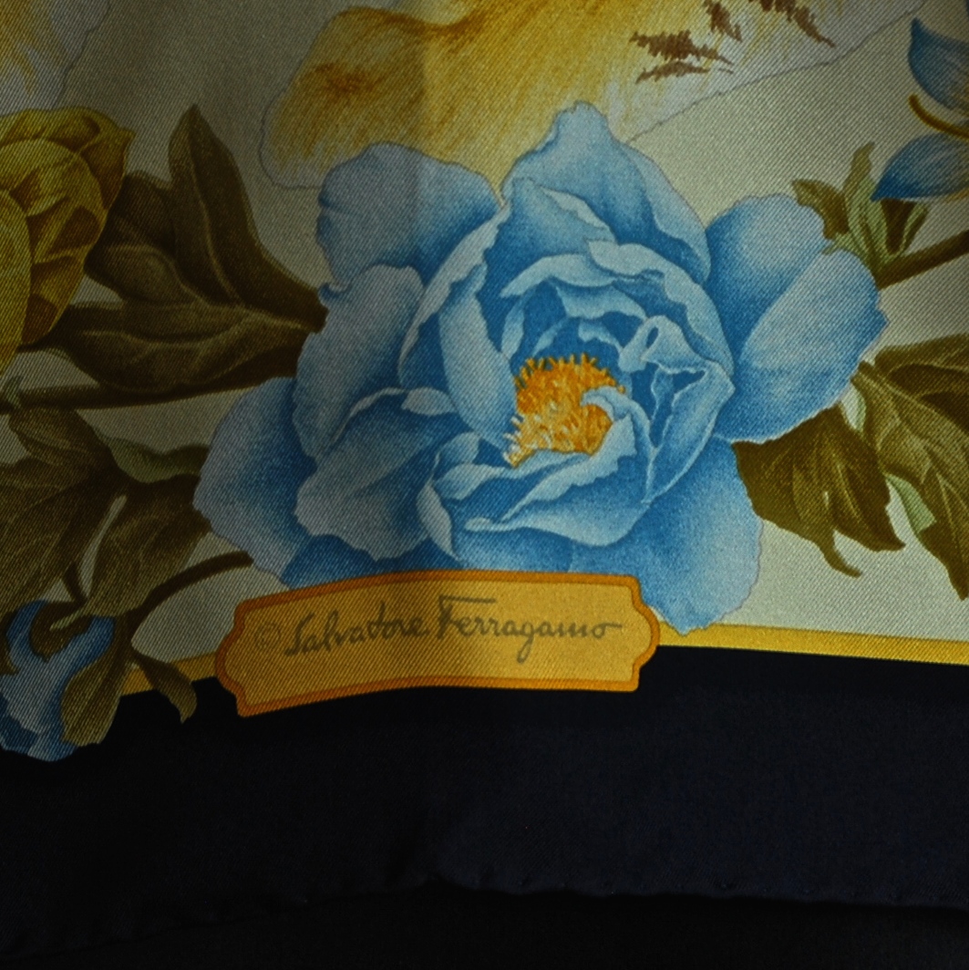Vintage Salvatore Ferragamo Tropical Tiger Blossom Silk Scarf – Recess