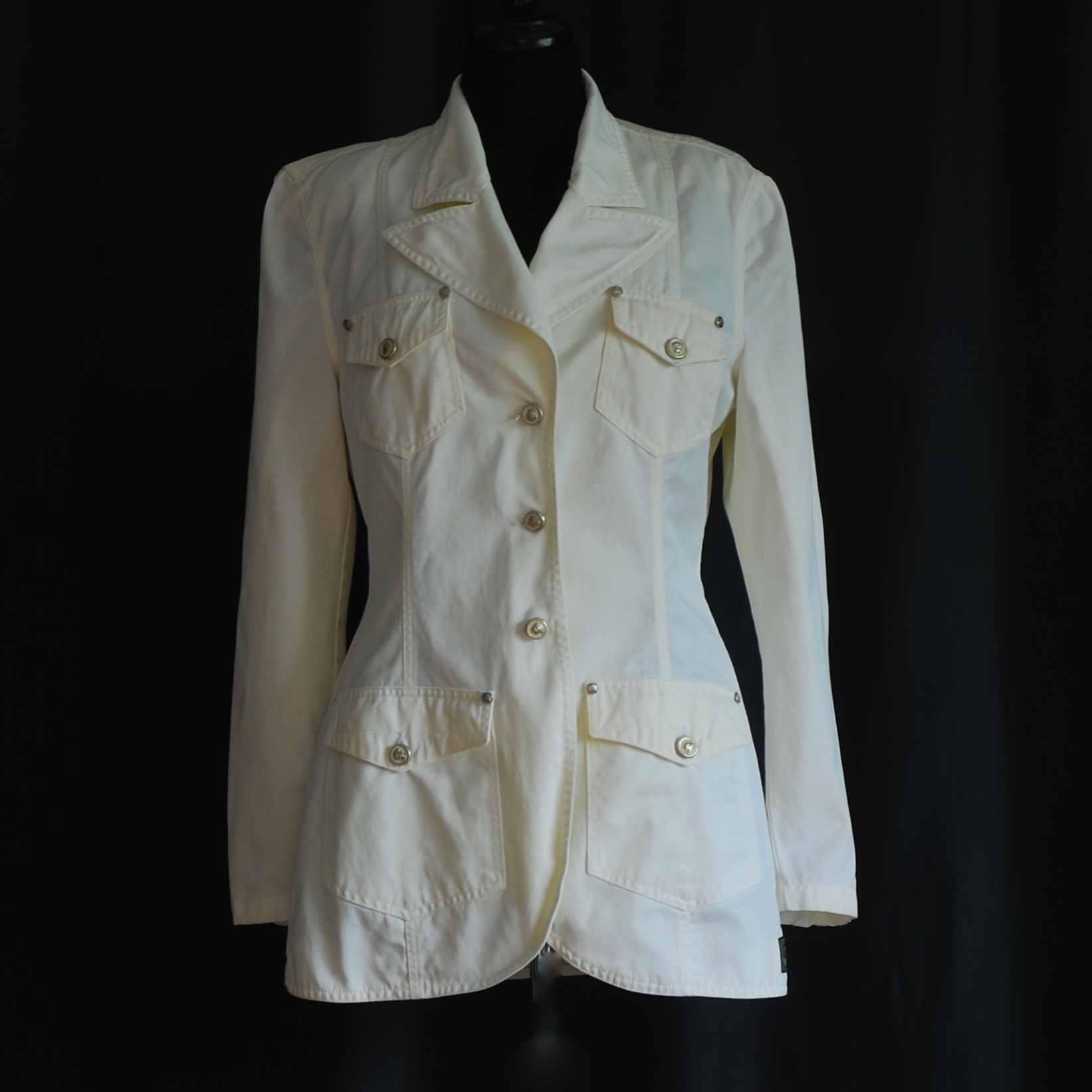 Versace Jeans Couture 1990’s White Denim Jacket With Silver Logo ...