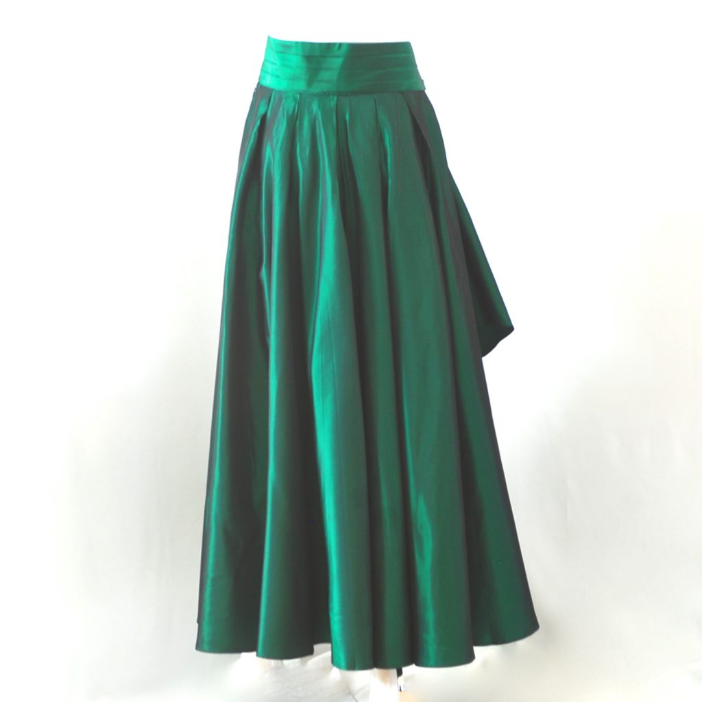 Studio Jax Emerald Green Pleated Maxi Skirt With A Wide Belted Sash ...