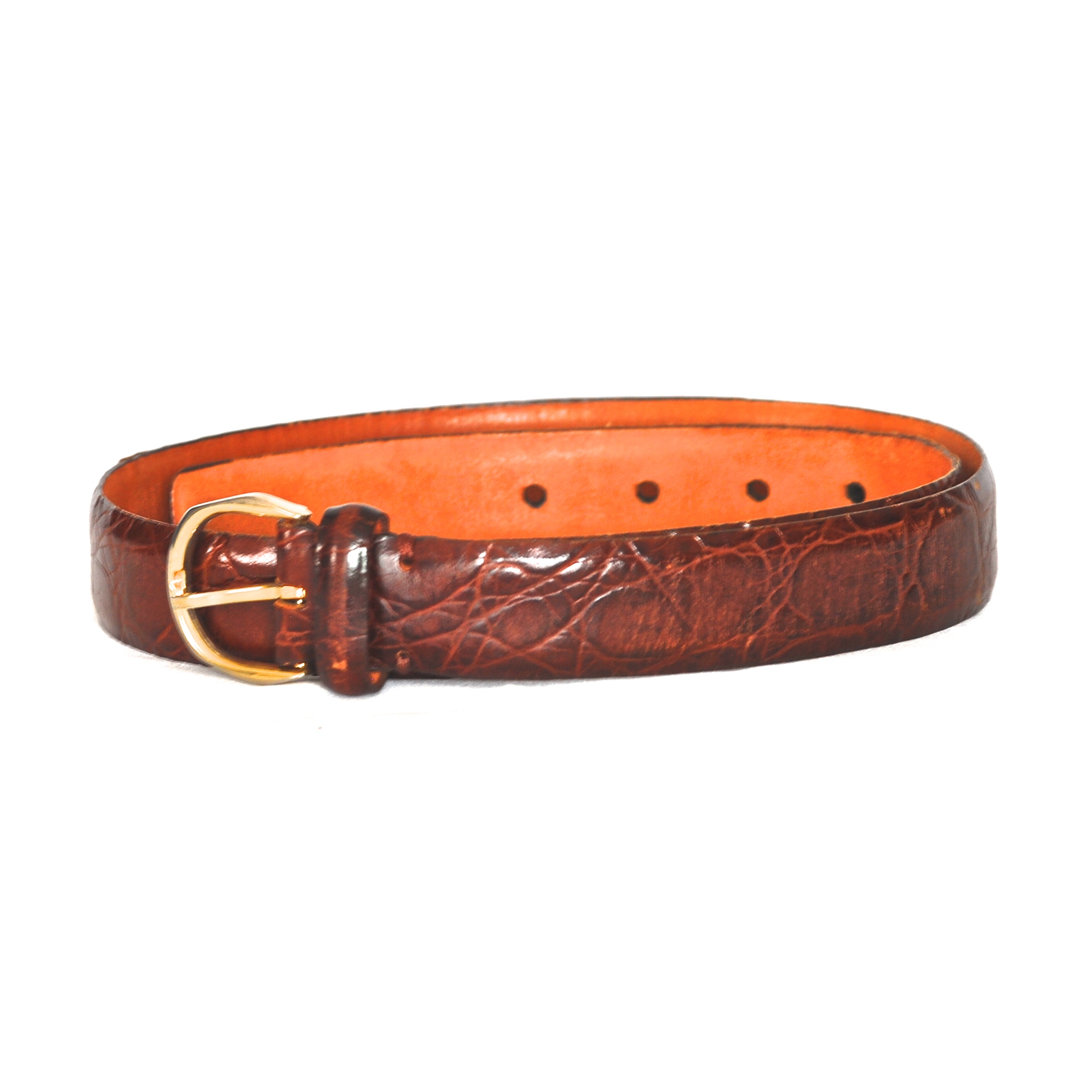 Distinctive Brown Crocodile Leather Belt With A Small Buckle – Marks ...