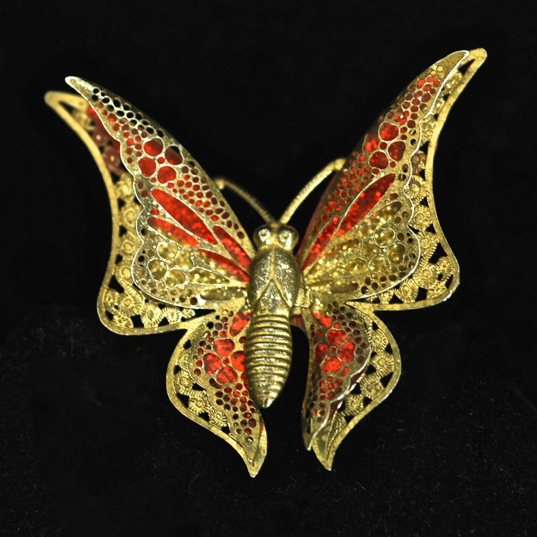 Download 1930 S Decorated Brass Butterfly Pin With Layered Wings No Marks Quiet West