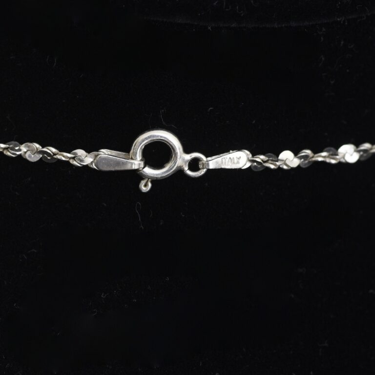 Sterling Silver 15″ Spiral Chain With Sparkling Accents – Italy MJI 925 ...