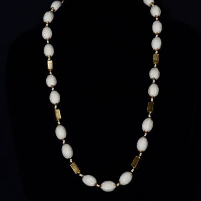Miriam Haskell 1930's Necklace Featuring Carved Bakelite Beads & Brass - Signed